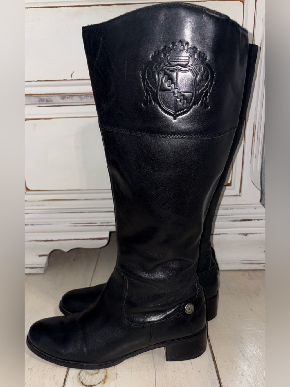 Franco Sarto Black Leather Knee-High Fall Riding Western Boho Boots Women’s 9